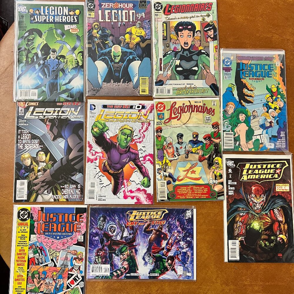 Lot of 10 Dc Comics - Legion of Super-Heroes, Legionnares, Justice League Americ